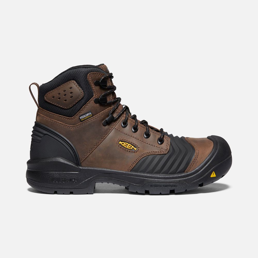 Botte de Travail Keen Homme Marron/Noir | Portland 6" Waterproof (Carbon-Fiber Toe) | ZXCUN-7364